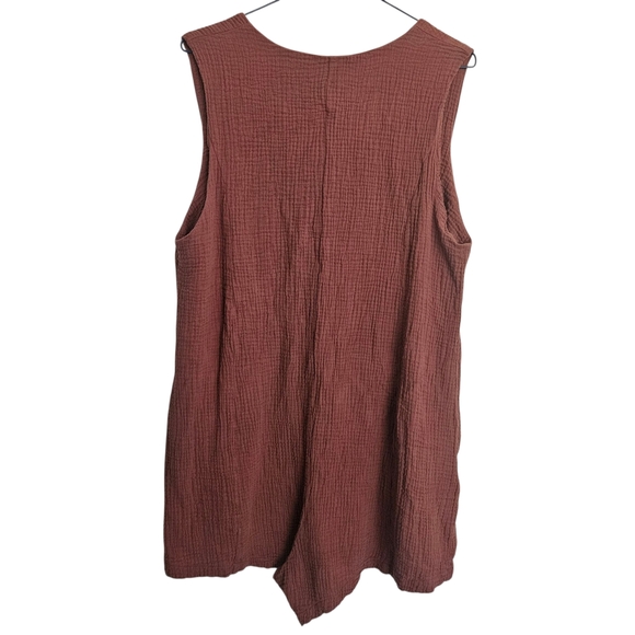 Rhythm. Camille Rust Brown Cotton Romper Size XL - Picture 4 of 10